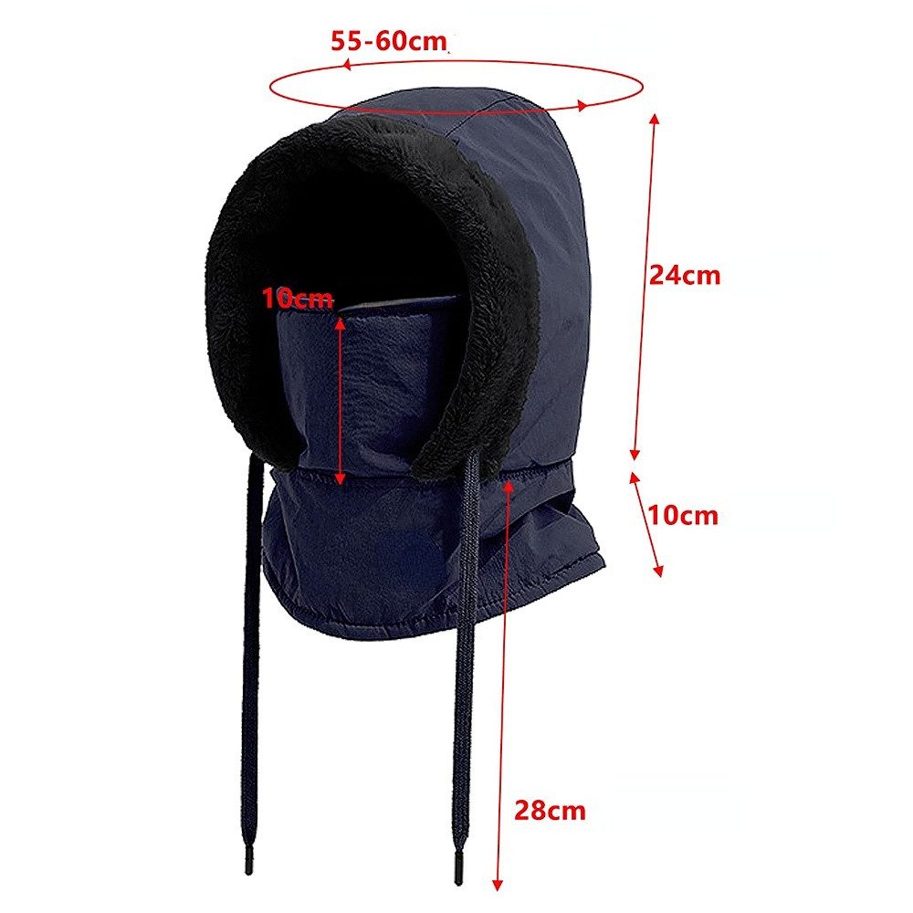 Blusmart Sturmhaube Winter Plüsch Warme Mütze mit Schal (Sturmhaube Mütze und Schal Set, Wasserdicht Winddicht Gesichtskapuze) Für Outdoor-Sportarten, integrierte Kapuze