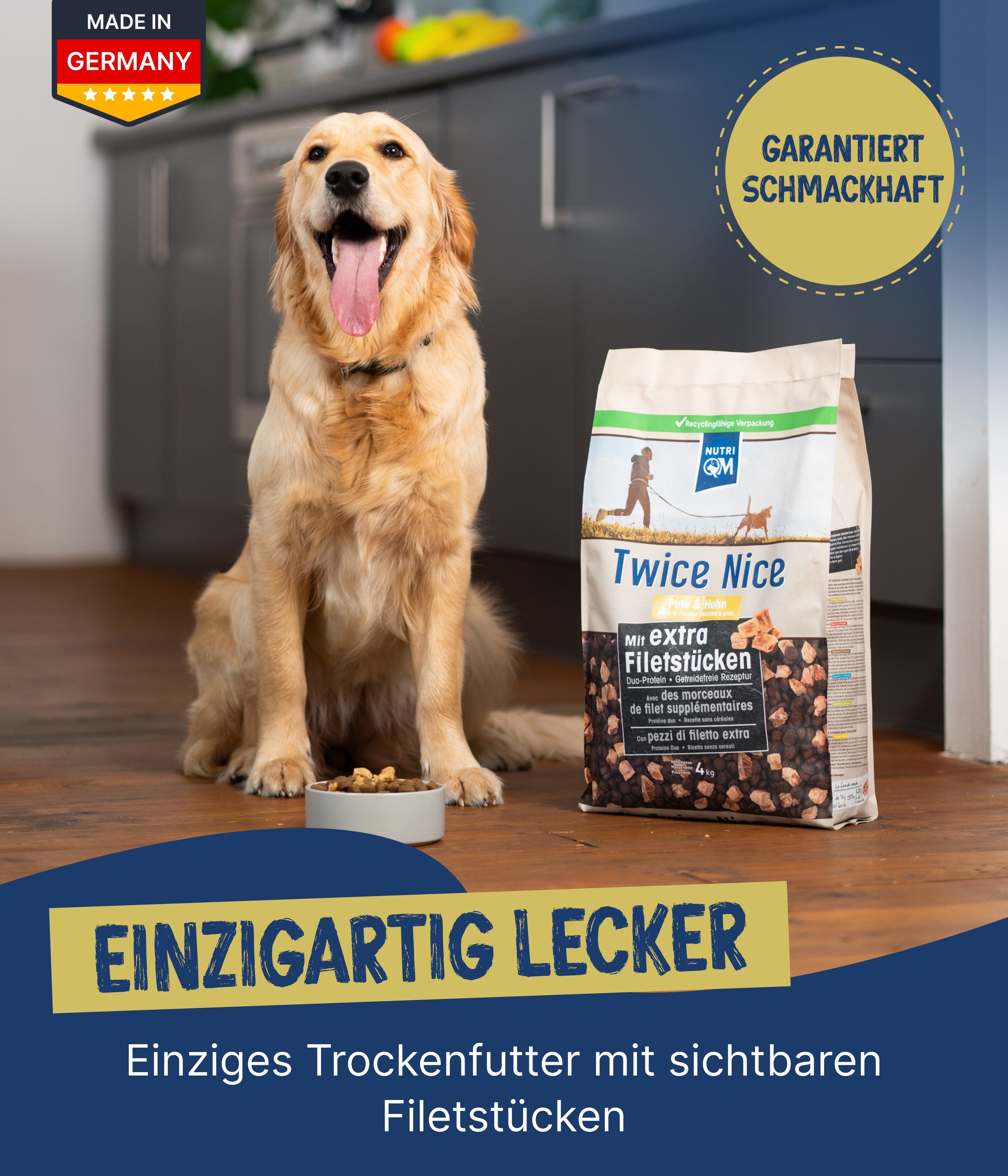 NutriQM Trockenfutter Twice Nice Adult Pute & Huhn, Trockenfutter für: Hunde