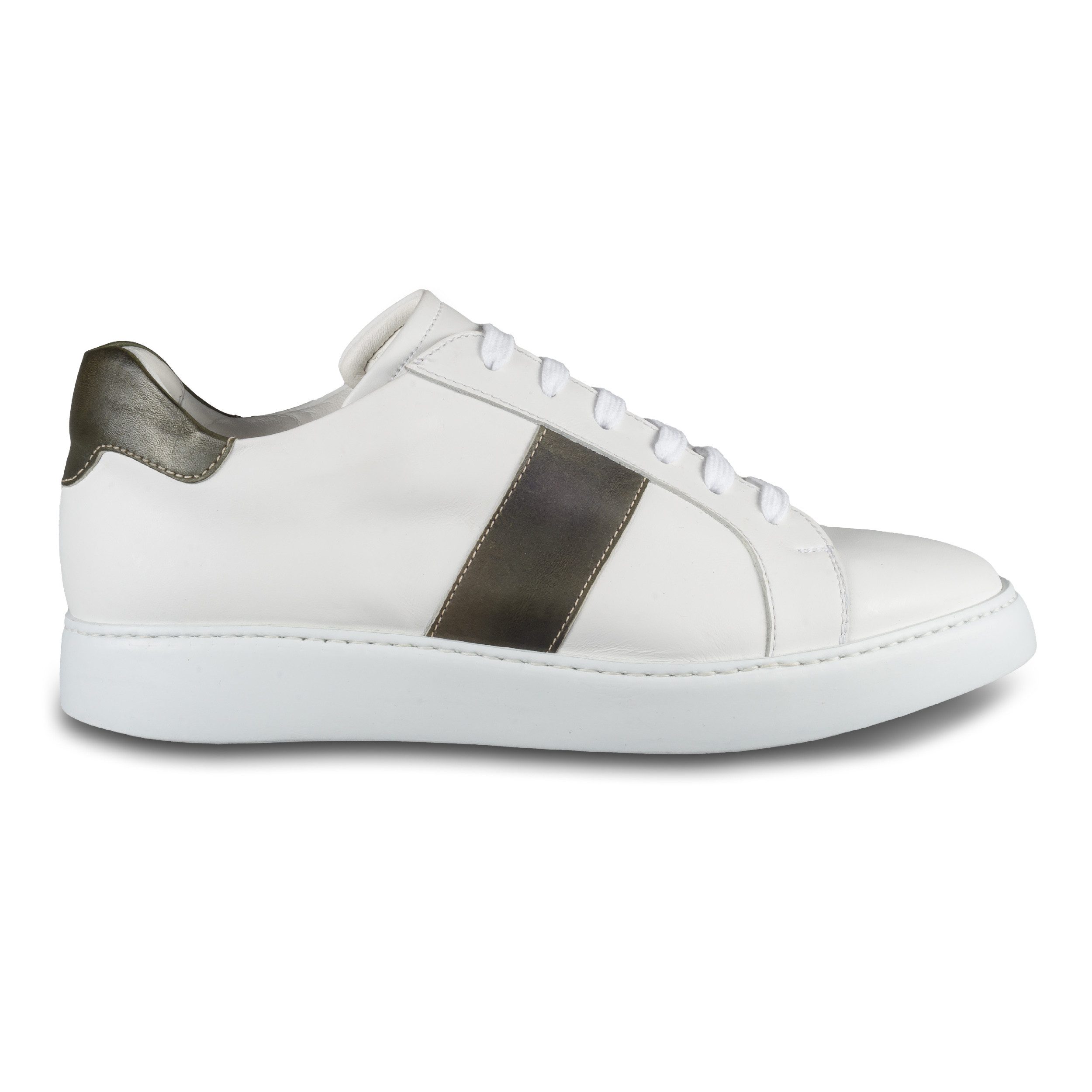 BRECOS BRECOS Herren Leder Sneaker in weiß mit grün, handgefertigt Sneaker Handgefertigt in Italien