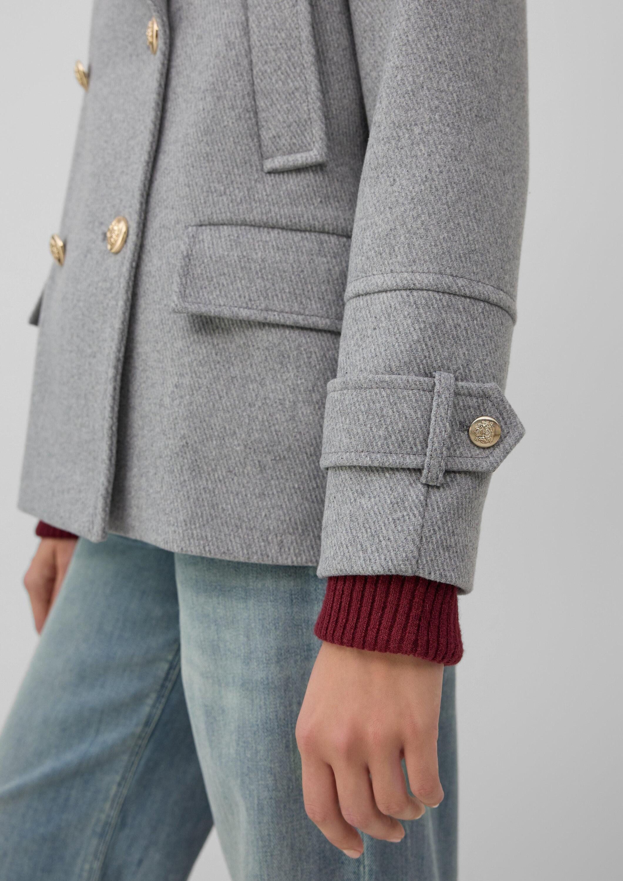 s.Oliver Funktionsjacke Outdoor-Jacke Doppelreihige Jacke aus Wollmix mit dekorativen Knöpfen