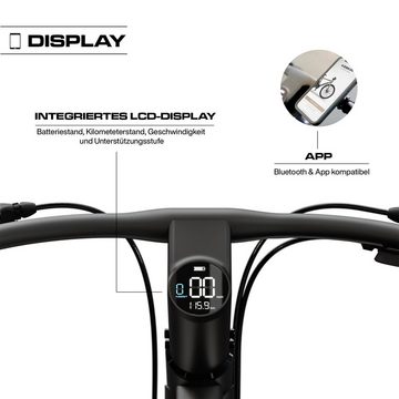 Keskin eBike E-Bike cBike 1V, 8 Gang Shimano, Kettenschaltung, Heckmotor, 432,00 Wh Akku, (mit Akku-Ladegerät, Werkzeug, Beleuchtung), innerhalb der StVZ0, Bluetooth App-Anbindung, integriertes Display