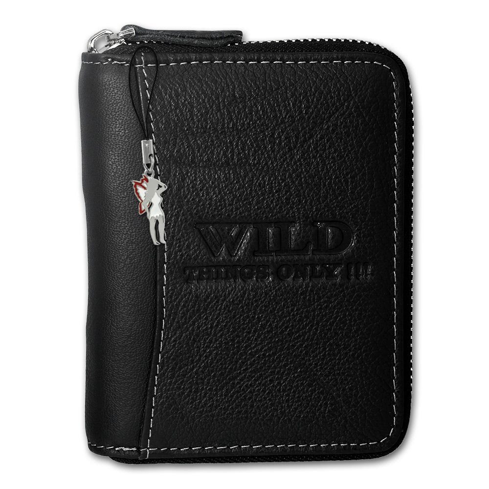 Wild Things Only !!! Geldbörse Wild Things Only RFID Blocker Herren (Portemonnaie, Portemonnaie), Herren Portemonnaie Echtleder Größe ca. 10cm, schwarz