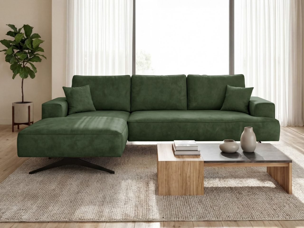 GrainGold Ecksofa L-Form Leto L, Set, Couch, Freistehendes, Hochwertigem Schaumstoff, Wellenfedern