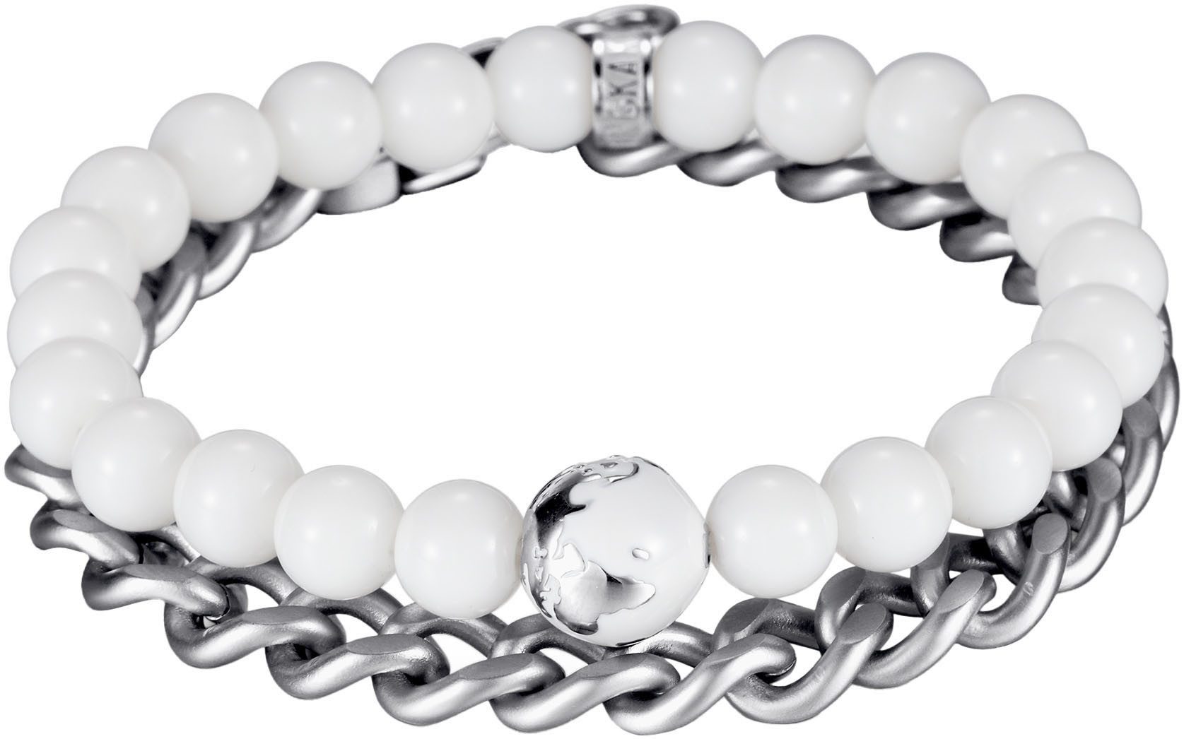 Kingka Armband Set Multipack Schmuck Geschenk Edelstahl Armschmuck Edelstein (Set, 2-tlg), mit Glasperle