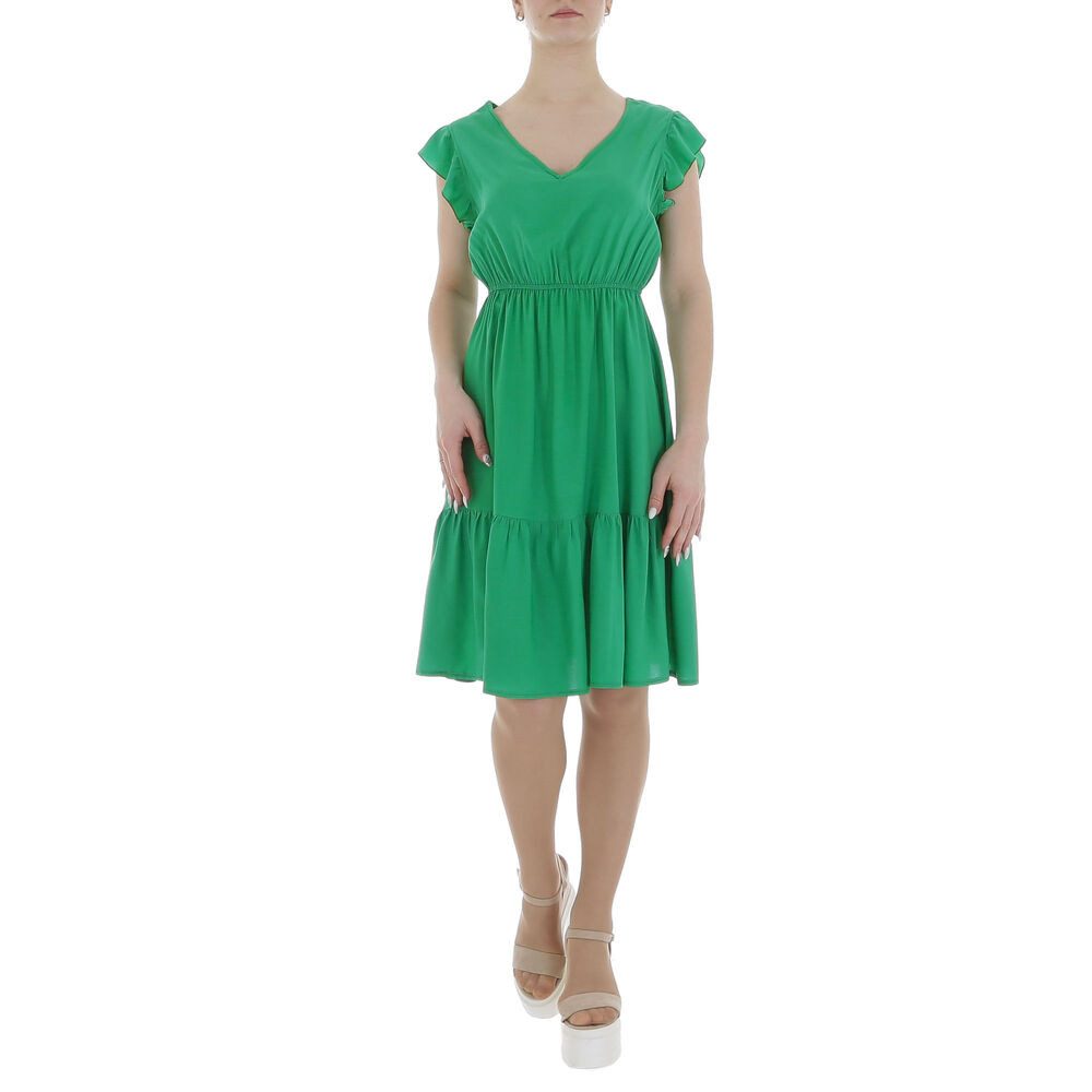 Ital-Design Sommerkleid Damen Freizeit (85941299) Rüschen Sommerkleid in Grün