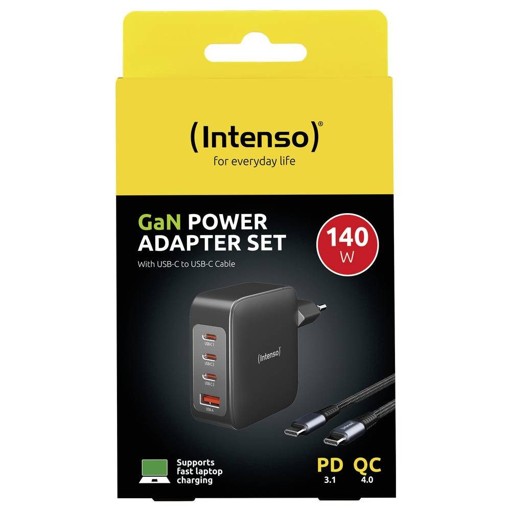 Intenso Power Adapter Set GaN 140 W 7814010 USB-Ladegerät (GaN, USB Power Delivery (USB-PD)