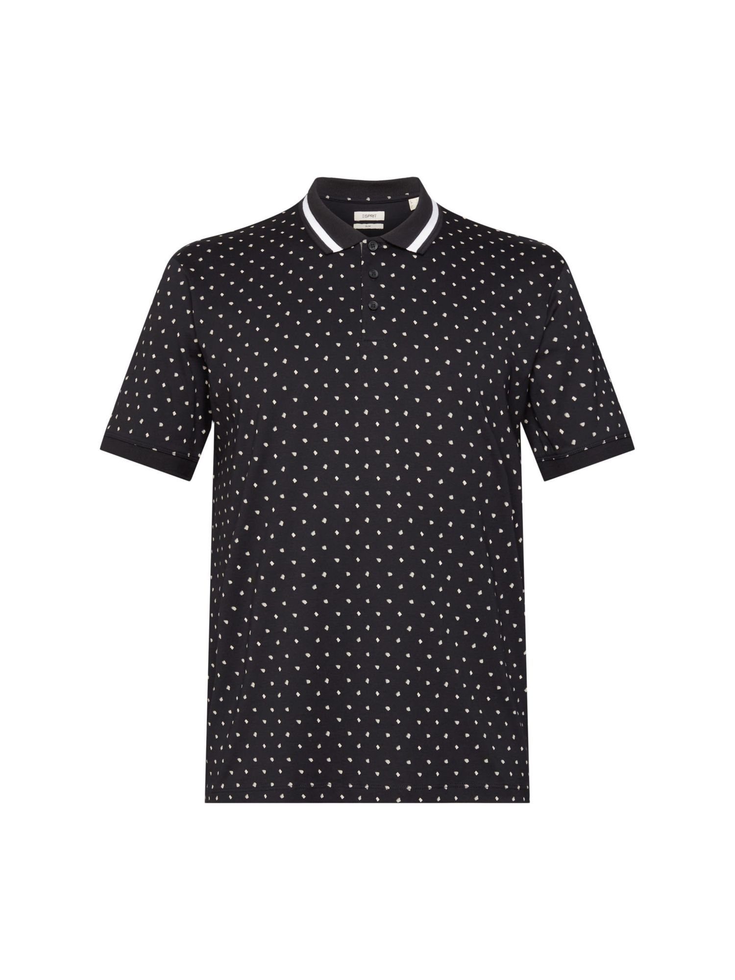 Esprit Poloshirt Allover-Muster Poloshirt BLACK mit