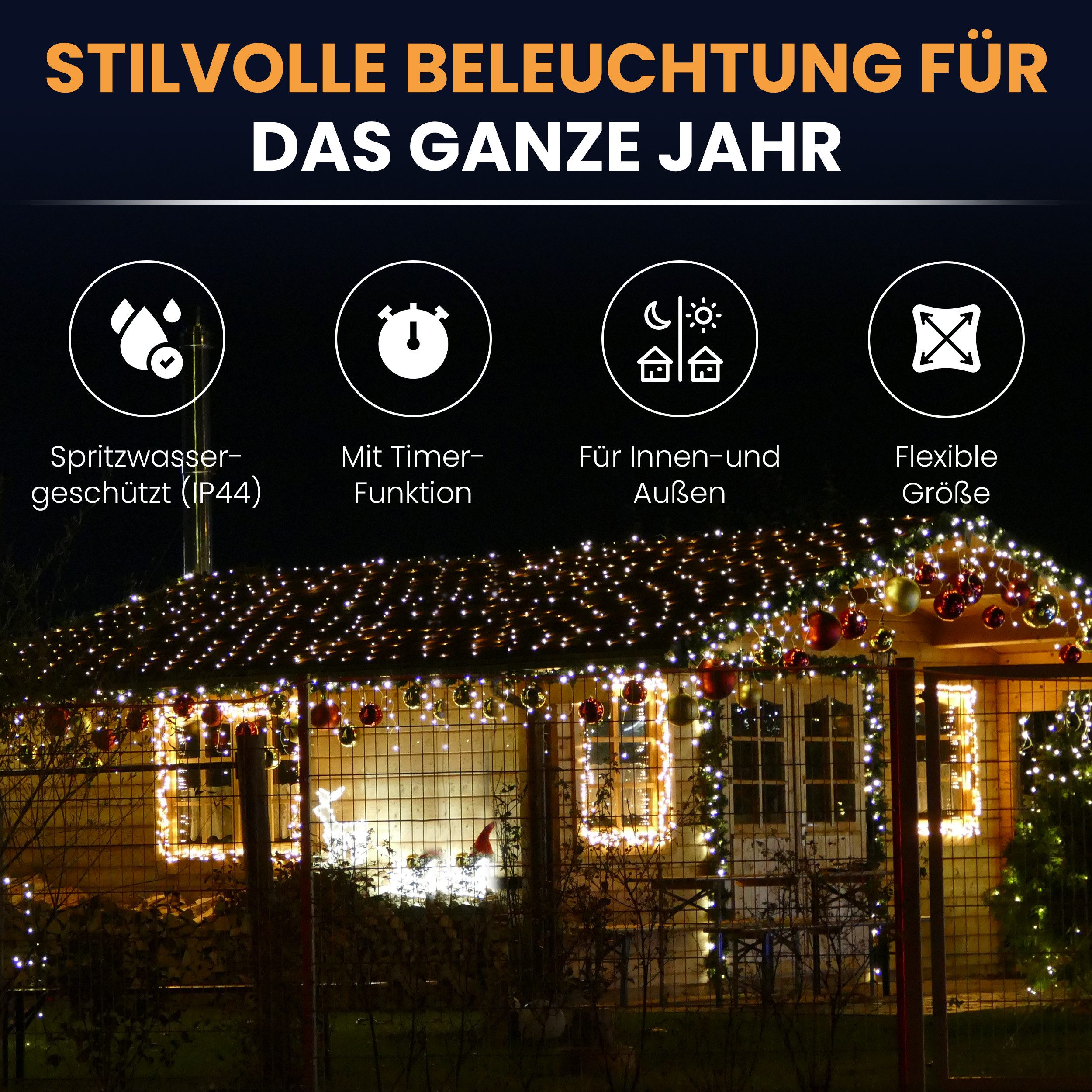 Gartenpirat LED-Lichternetz mit Kabel LED-Beleuchtung Lichterkette Weihnach günstig online kaufen
