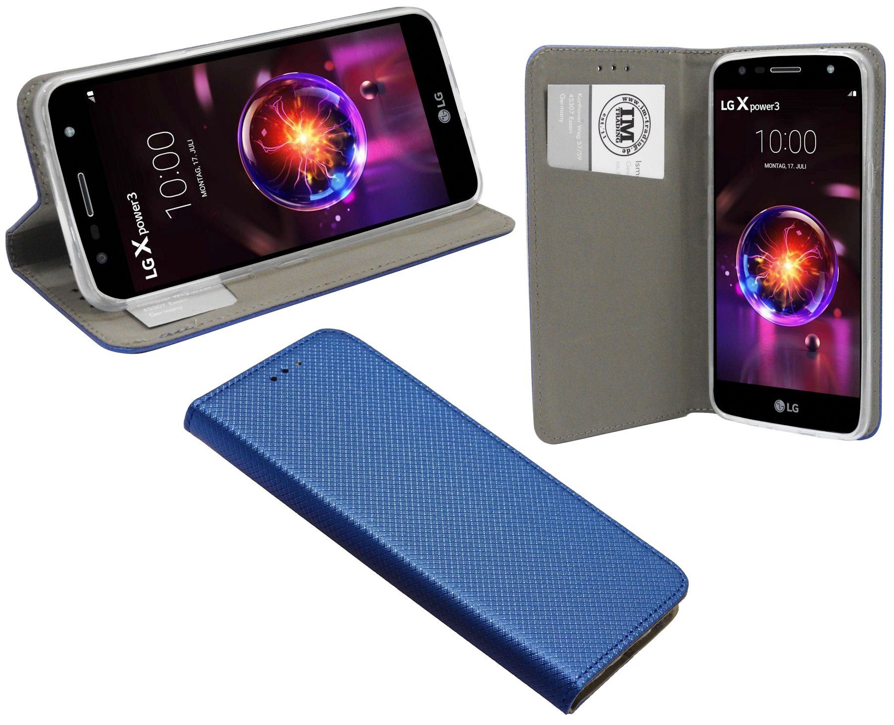 cofi1453 Handyhülle cofi1453® Buch Tasche "Smart" kompatibel mit LG X, Kunstleder Schutzhülle Handy Wallet Case Cover mit Kartenfächern, Standfunktion Blau