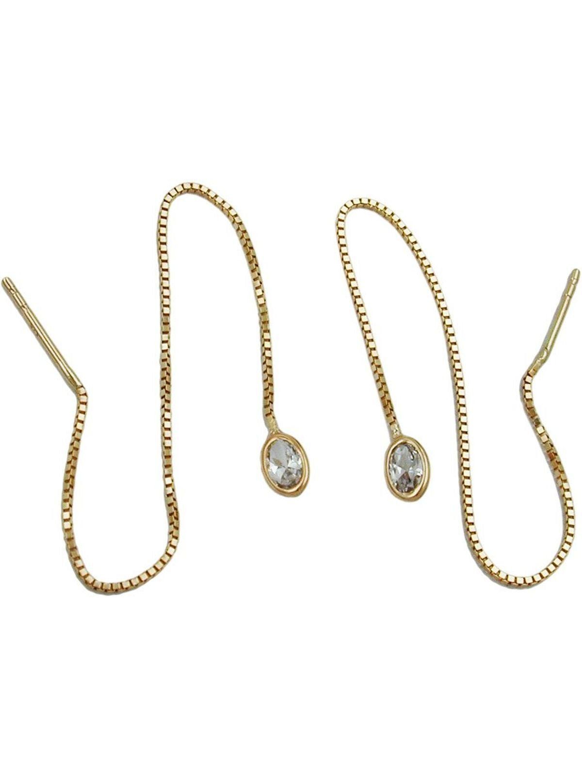 Gallay Paar Ohrhänger Ohrring Ohrhänger 93x3mm Venezianerkette mit Zirkonia 9Kt GOLD (1-tlg)