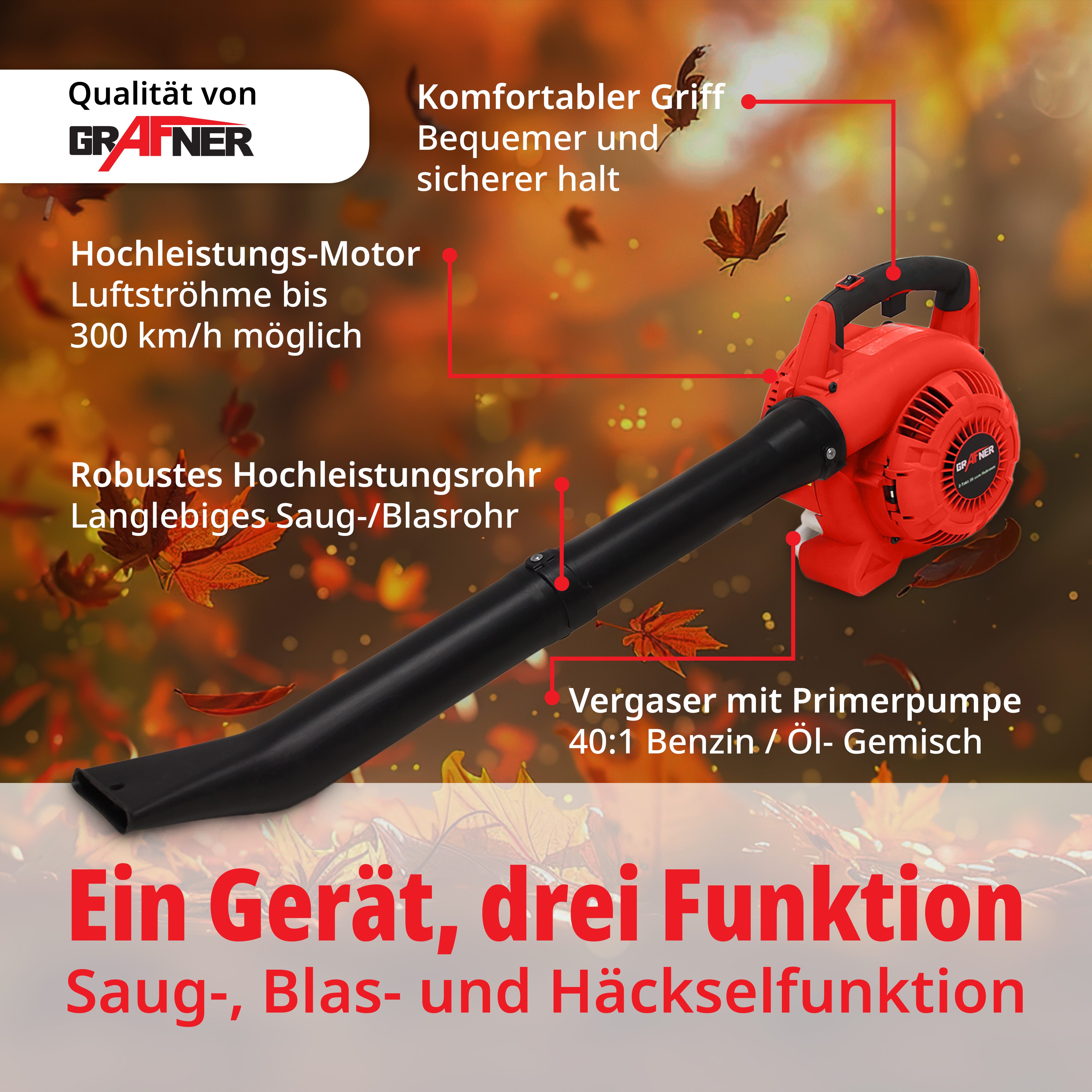Grafner Benzin-Laubsauger Laubsauger 3 n1 Benzin günstig online kaufen