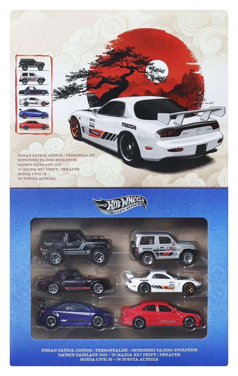 Mattel® Modellauto Hot Wheels Silver Series Die-Cast Fahrzeuge 6er-Pack 1/64 Streets of J