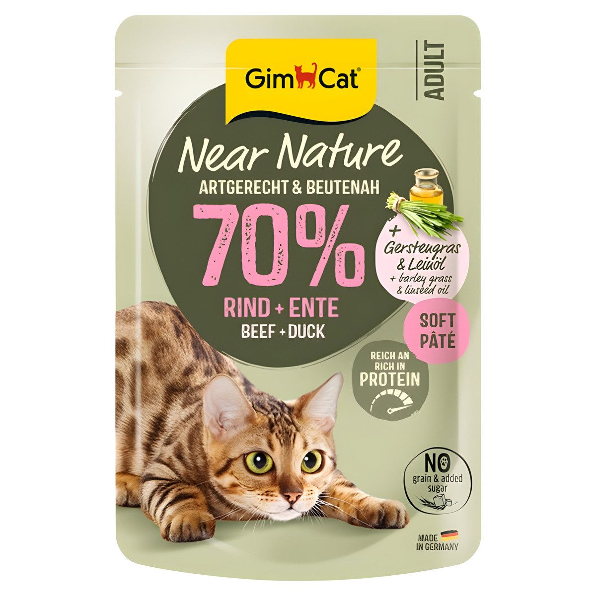 GimCat Near Nature Rind & Ente 85 g - 16 Stück, Nassfutter für: Katze
