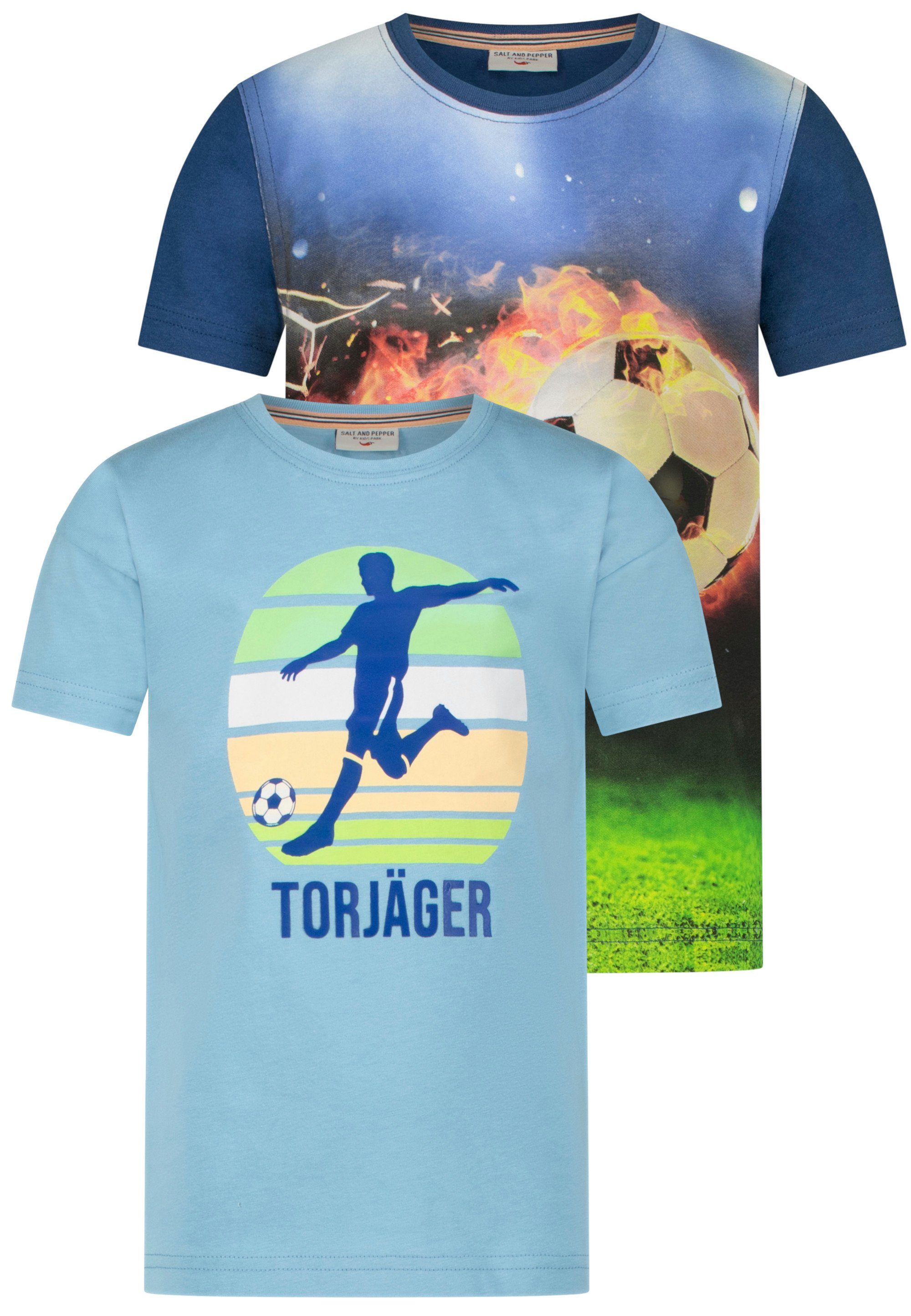 Fußballmotiv T-Shirt tollem (2-tlg) Torjäger mit AND PEPPER SALT