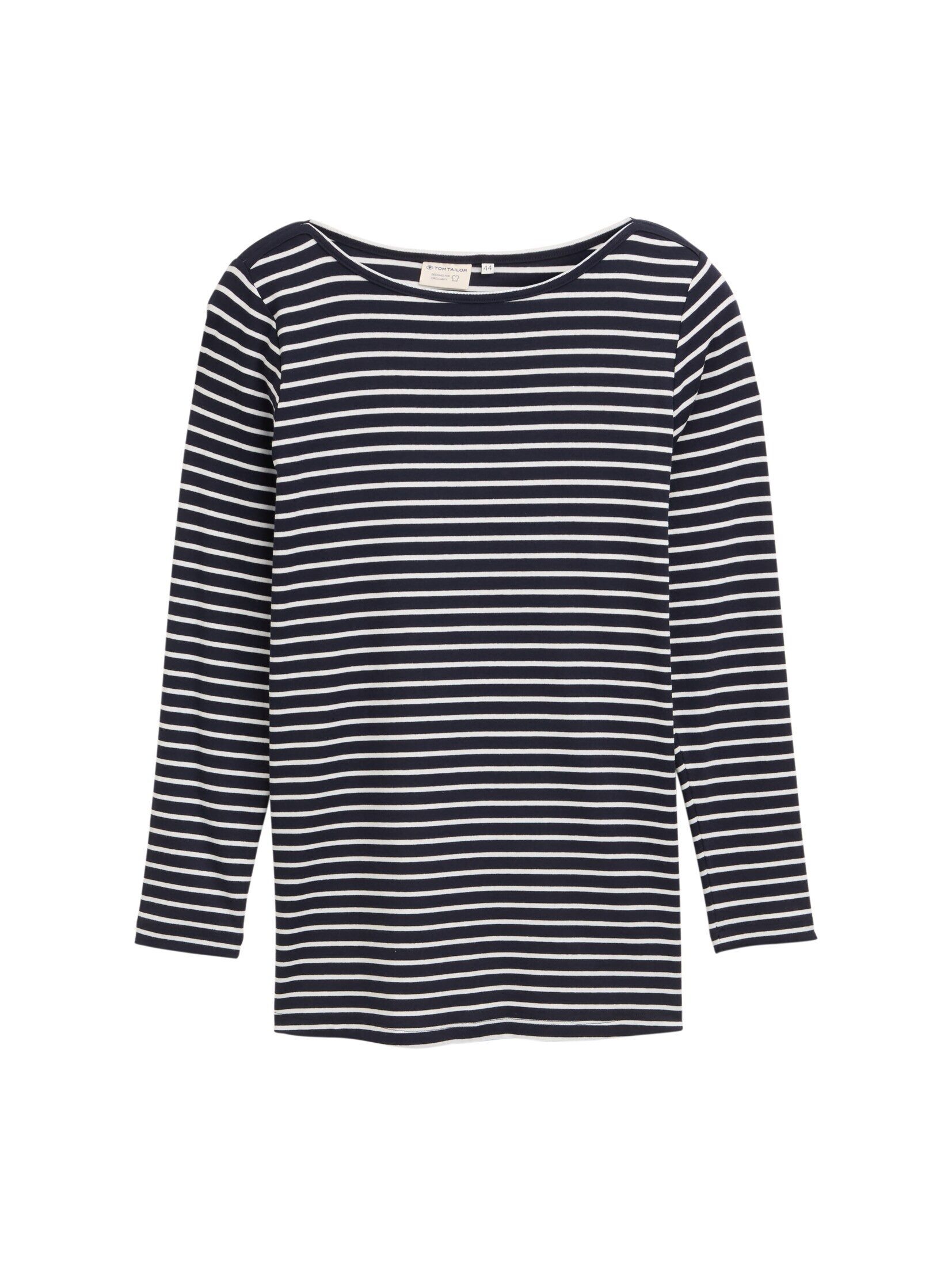 TOM TAILOR PLUS Langarmshirt T-Shirt Plus Size - Langarmshirt mit Streifenm günstig online kaufen