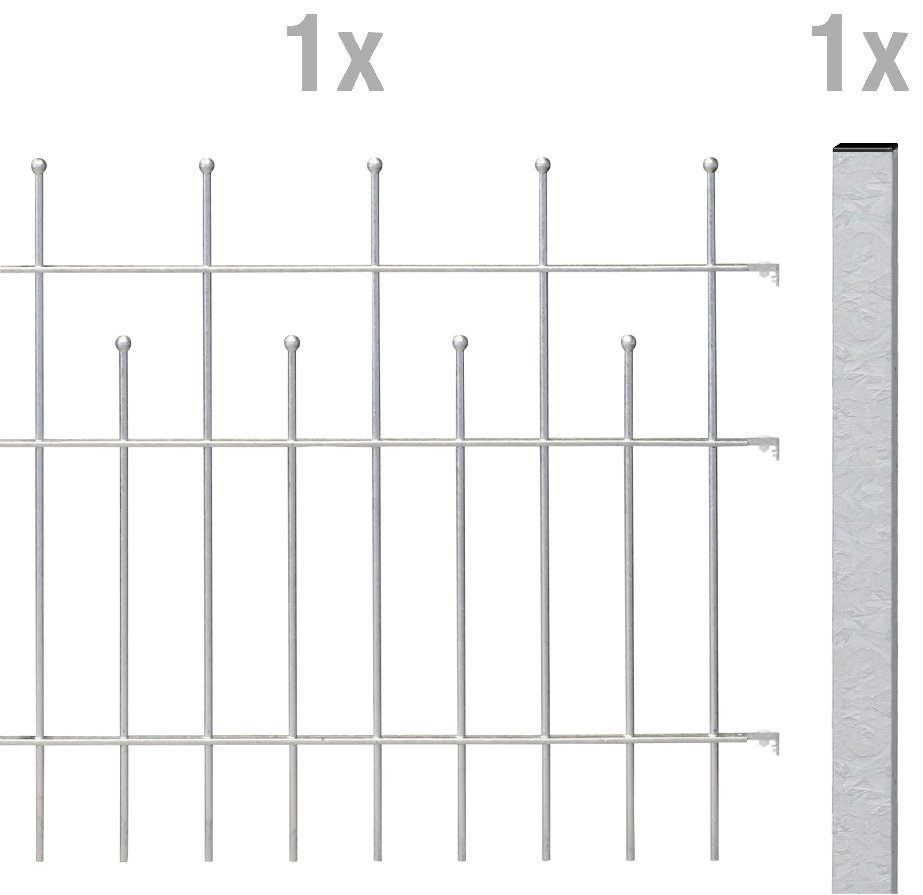 Alberts Metallzaun Anbauset Madrid, Höhe: 49,5, 73,5 und 98,5 cm, Breite: 200 cm, zum Aufschrauben