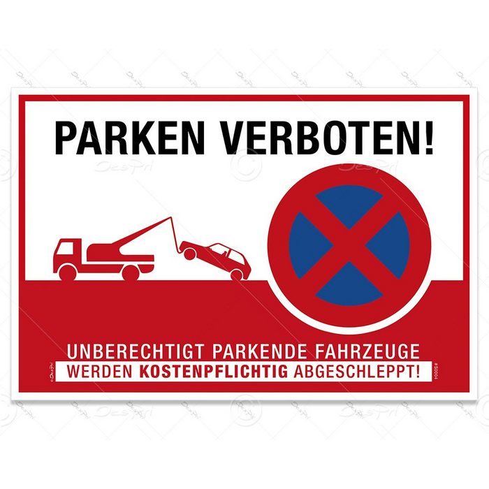 Despri Hinweisschild Hinweisschild "Parken verboten" Aluverbund 3 mm 30x20 cm UV-Lack selbstklebend