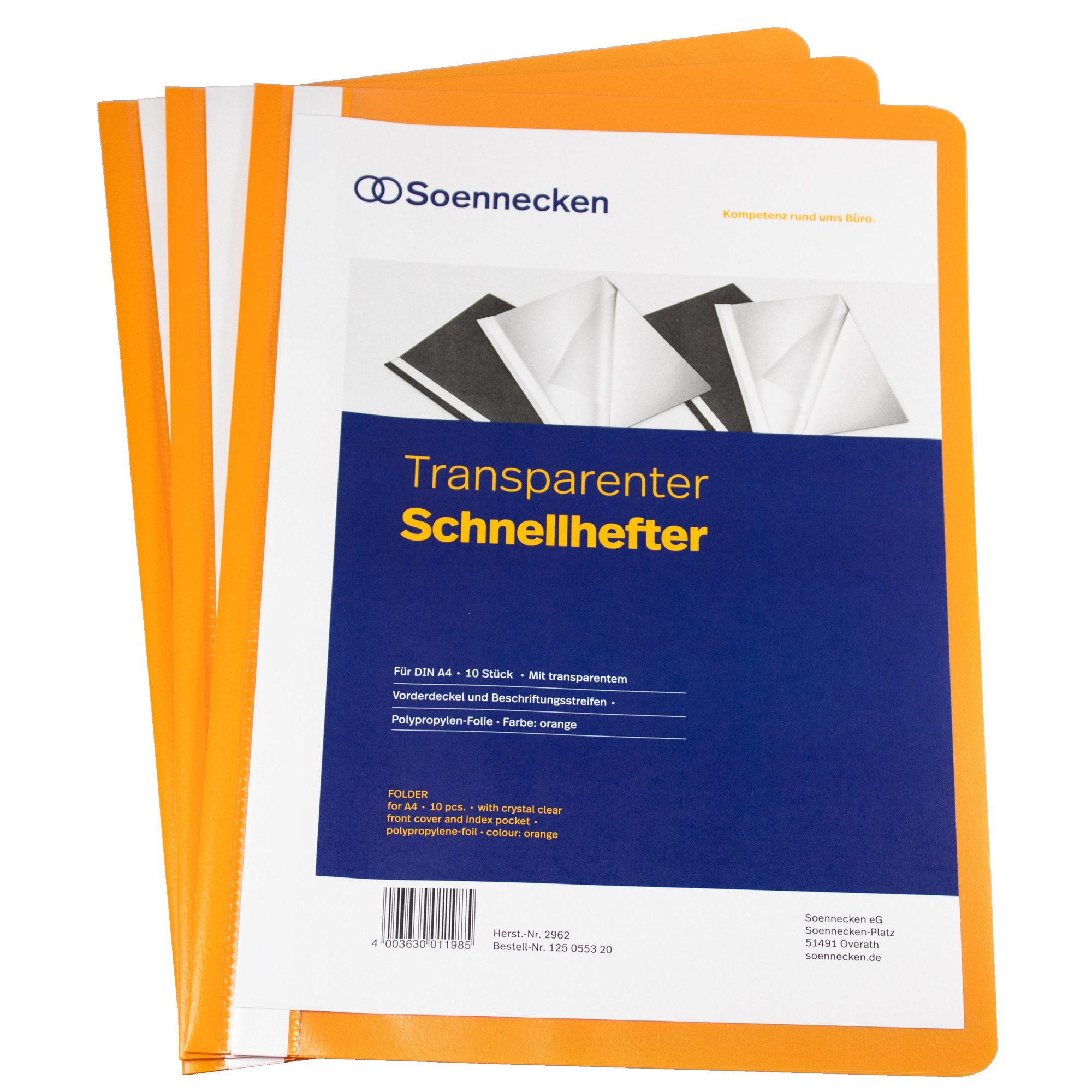 Hefter Schnellhefter 2962 DIN A4 PP orange 10 Stück