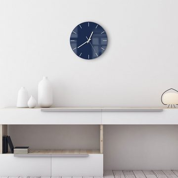 DEQORI Wanduhr 'Unifarben - Dunkelblau' (Glas Glasuhr modern Wand Uhr Design Küchenuhr)