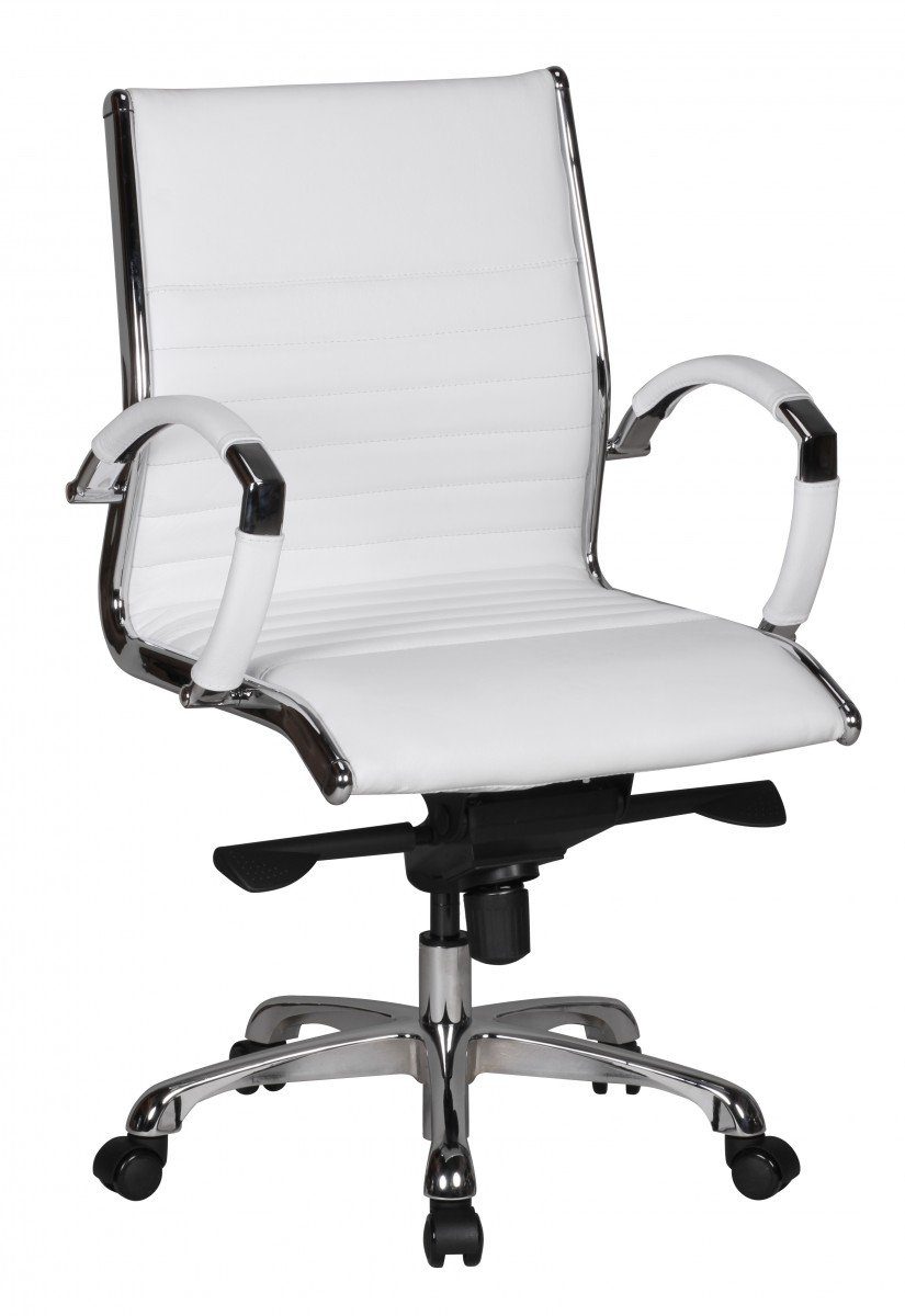 SuVa1580_1 Bürostuhl FINEBUY Echtleder 120kg 2 (SALZBURG Schreibtischstuhl), XXL höhenverstellbar Weiß Weiß | Chefsessel Schreibtischstuhl Weiß