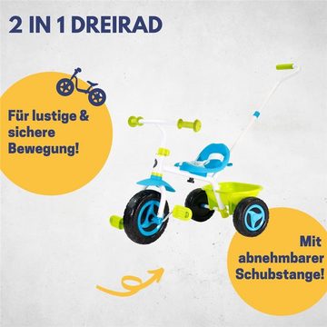 Best Sporting Dreirad 2 in 1, mit abnehmbarer Schubstange Sicherheitsgurt, 18 bis 36 Monate, Weiß/Grün/Blau