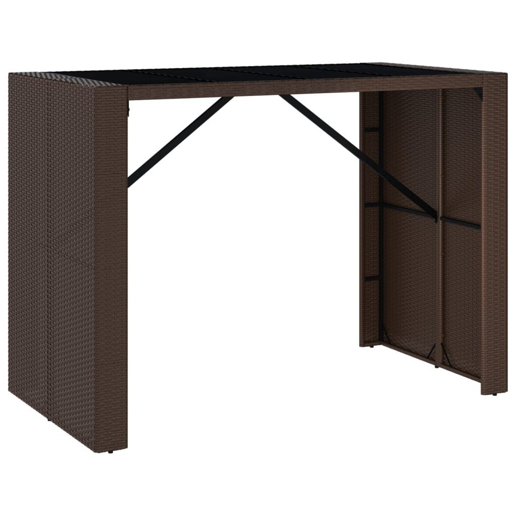 vidaXL Gartentisch Bartisch mit Glasplatte Braun 145x80x110 cm Poly Rattan (1-St)