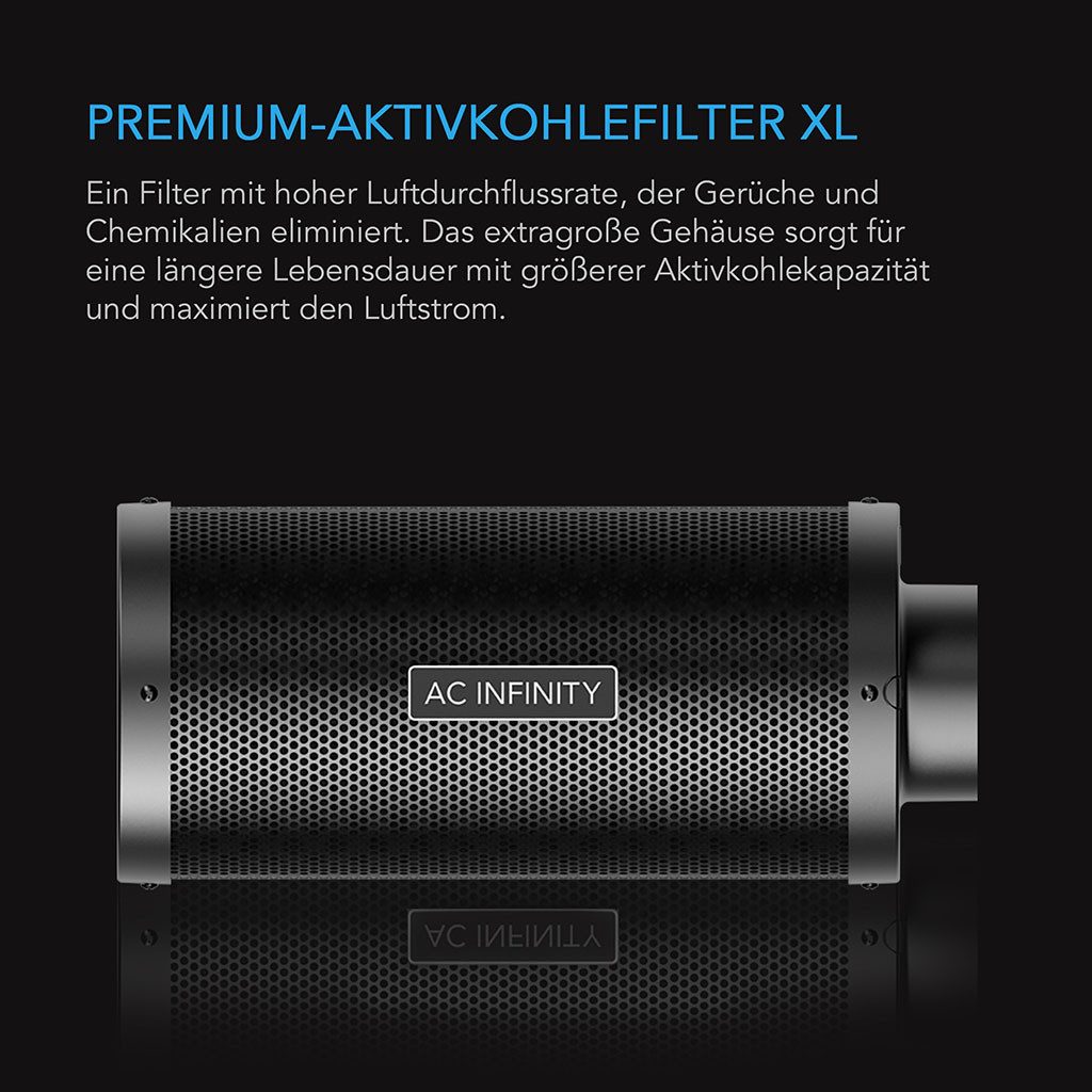 AC INFINITY Aktivkohlefilter AC Infinity Aktivkohlefilter XL mit australischer Aktivkohle, 150 mm XL Anschluss und 883 m³/h