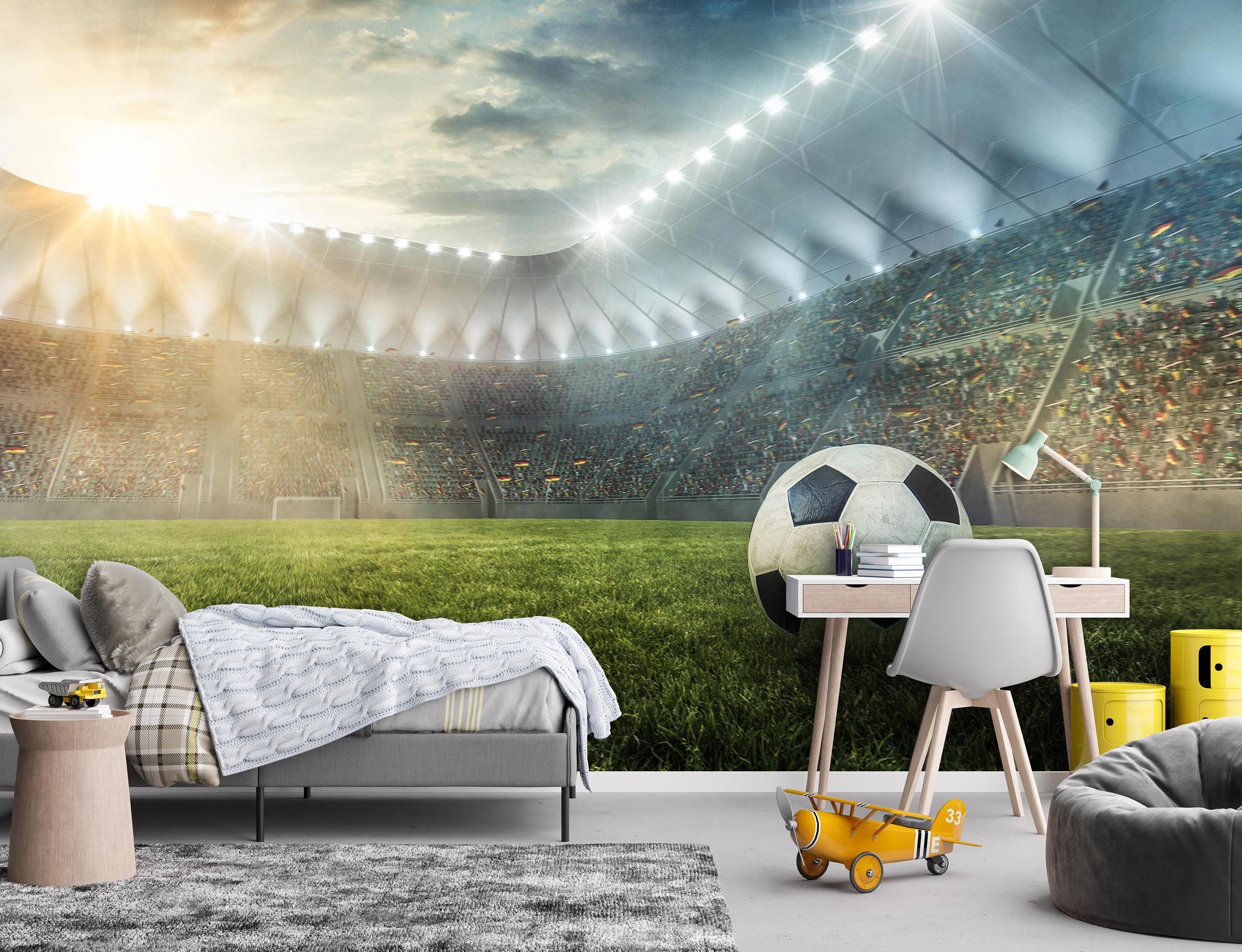 Wallarena Fototapete Kinderzimmer Jungen Stadion Fußball günstig online kaufen
