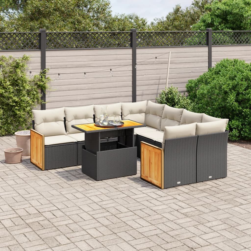 Garten-Essgruppe Garten-Sofagarnitur Schwarz 55 x 62 x 69 cm