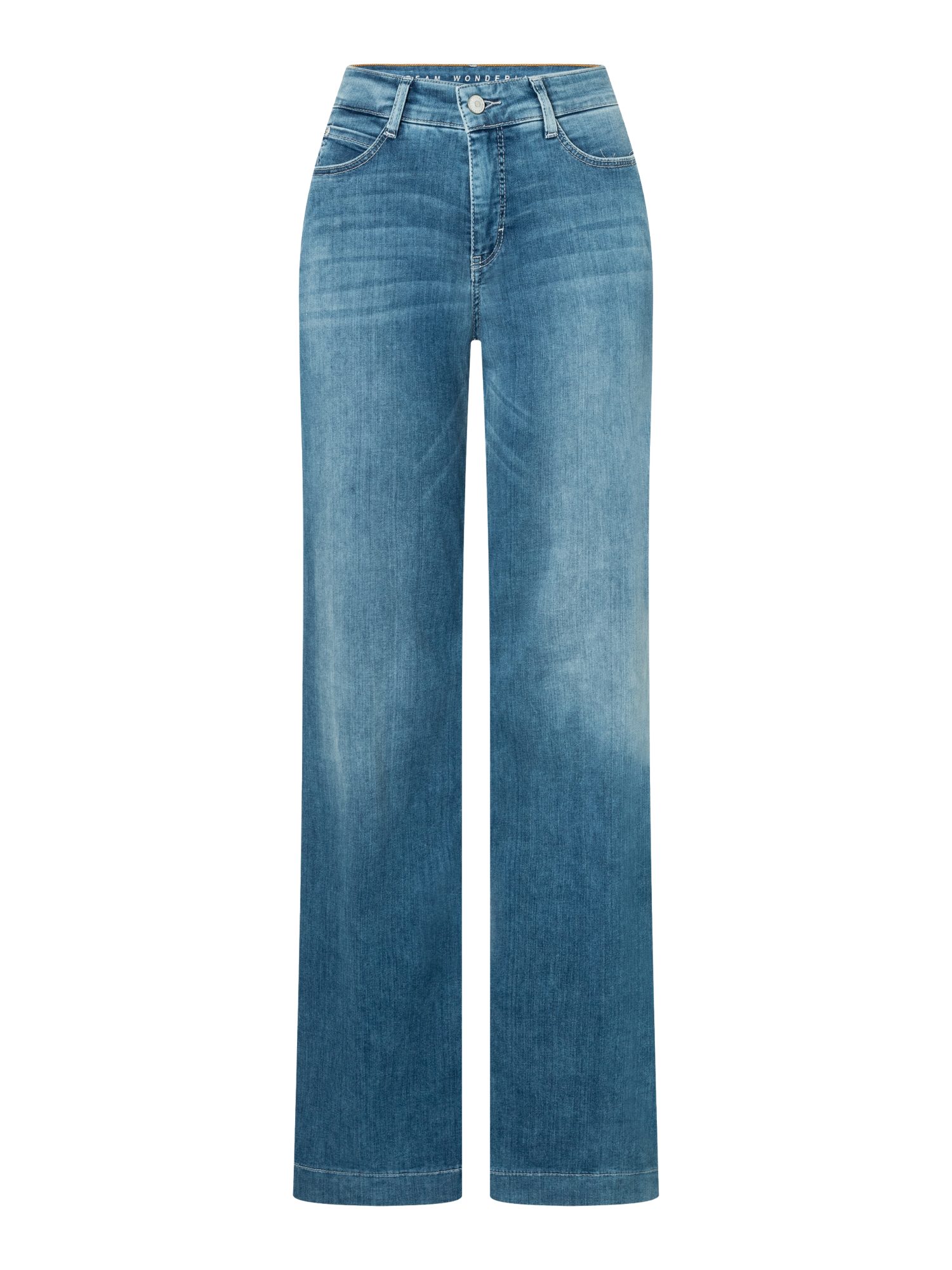 MAC 5-Pocket-Jeans blau, Basic, Baumwolle, Unifarben, Straight Leg, Mittel