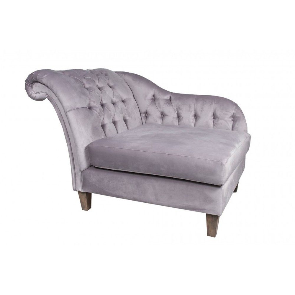 JVmoebel Chaiselongue Graue Chesterfield Relaxliege aus robustem Stoff mit Knopfdesign, 1 Teile, Made in Europa