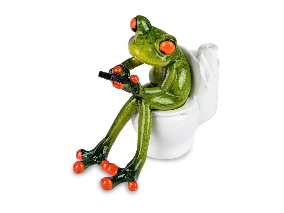 formano Dekofigur Frosch Toilette mit Handy 13cm Froschfigur Kunststein glä günstig online kaufen