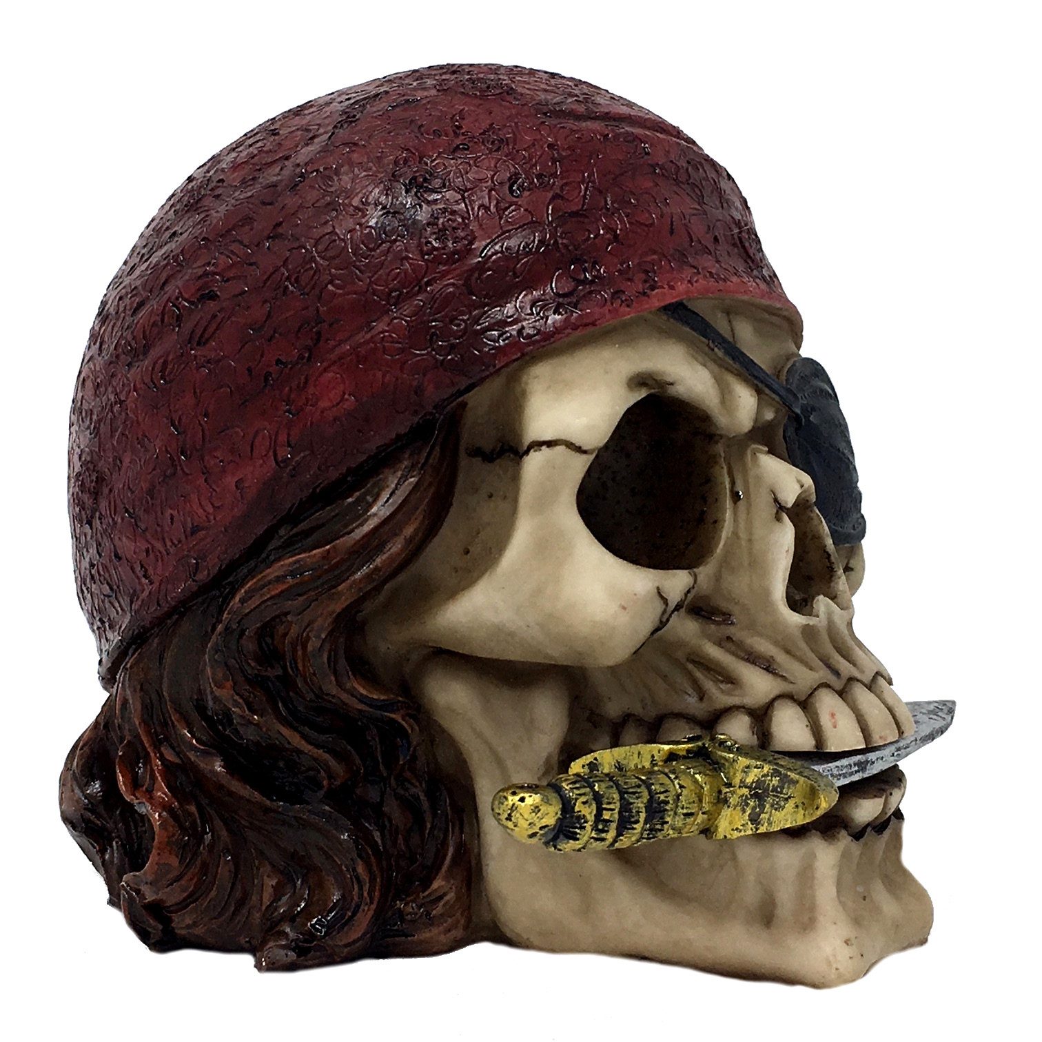 MystiCalls Dekofigur Totenkopf Pirat mit Messer - Figur, Deko, Halloween (1 St), Sammelfigur, Sammlerfigur, Designerfigur, Dekofigur, Dekorationsobjekt