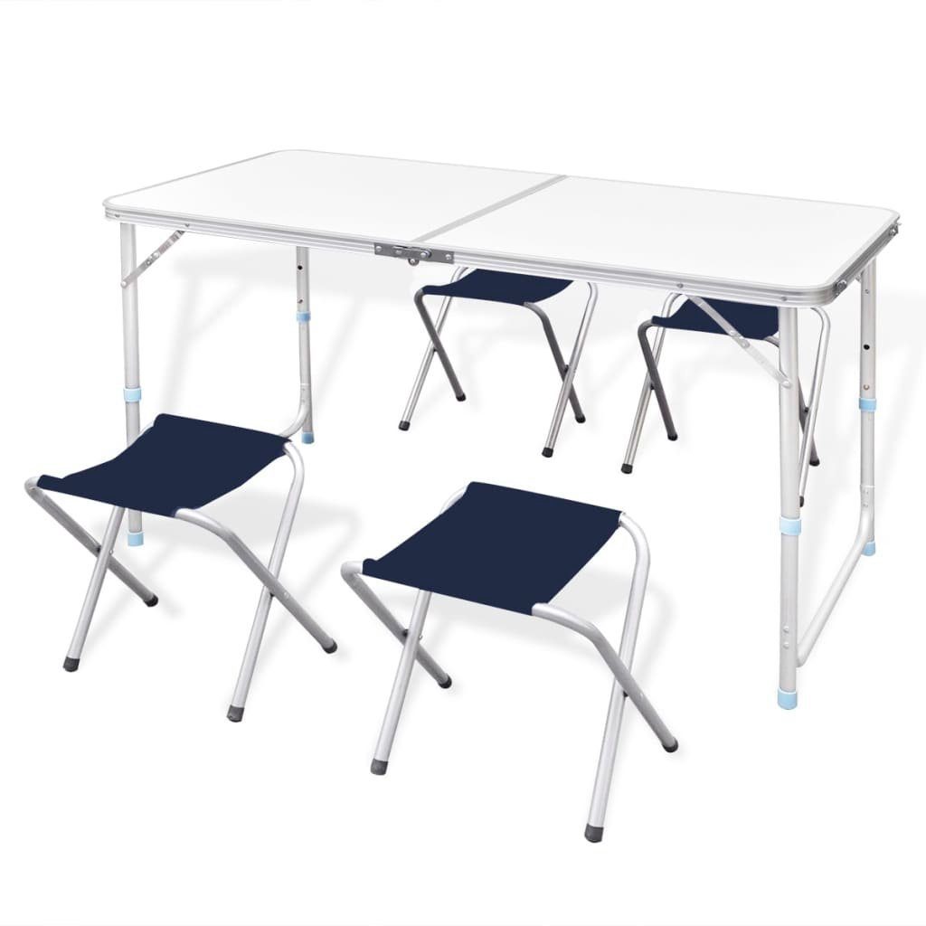 Campingtisch 5-teilig Tisch mit 4 Klappstühlen (5-St),höhenverstellbar Aluminium