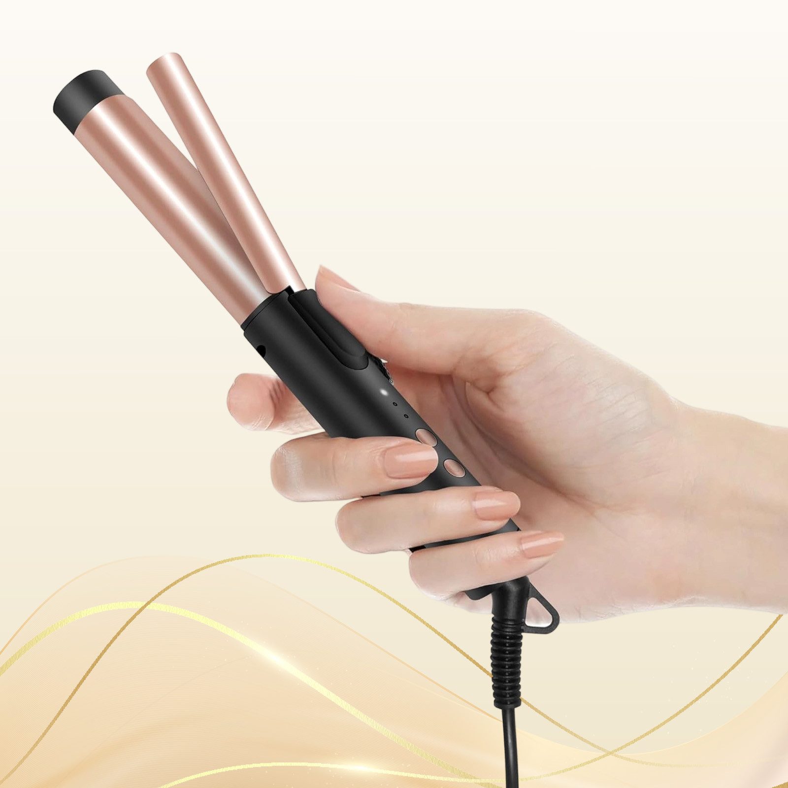REDOM Lockenstab Haarwellenstab Haarstyler 25 mm Profi Wellenstab, Turmalin-Keramik, Reise-Lockenstab für kurzes Haar mit 3 Temperaturstufen 360° Kabel
