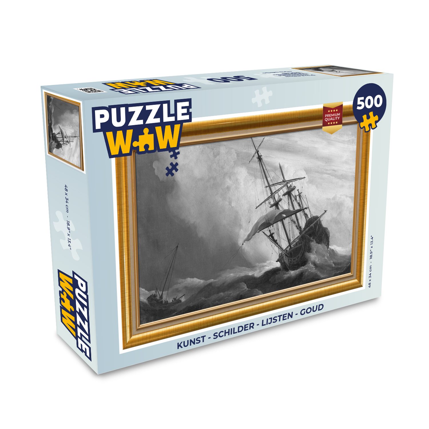 MuchoWow Puzzle Kunst - Maler - Bilderrahmen - Gold, 500 Puzzleteile, Foto-Puzzle, Bilderrätsel, Puzzlespiele, Spielzeug