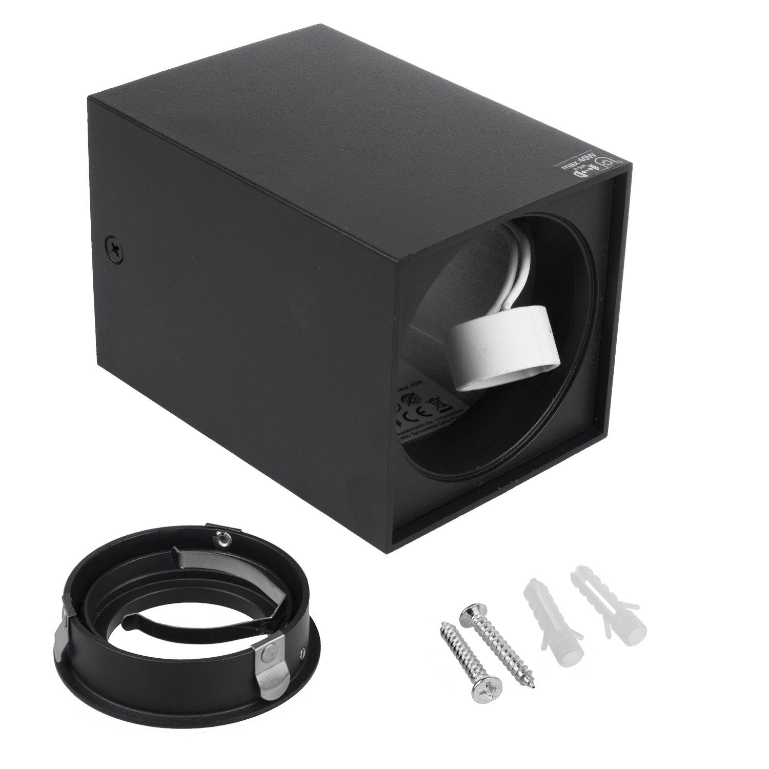 Maclean LED Aufbaustrahler MCE426 B, Deckenlampe mit GU10 Fassung Schwarz Eckig