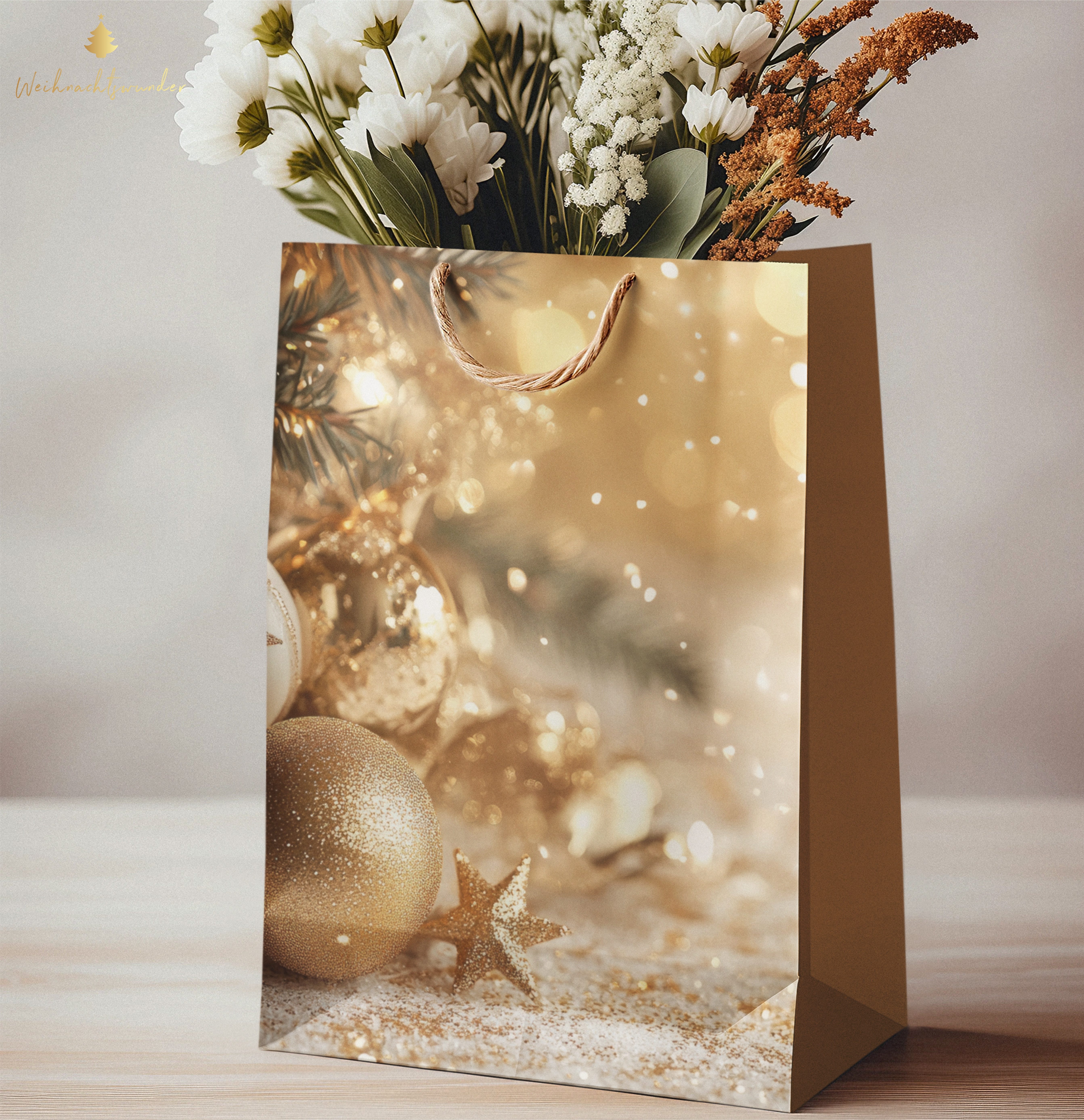 TK Gruppe Geschenkbox 12x XXL Geschenktaschen Weihnachten - Geschenktüten ca. 23 x 17 cm (Packung, 12x Weihnachtstaschen), Fester Boden