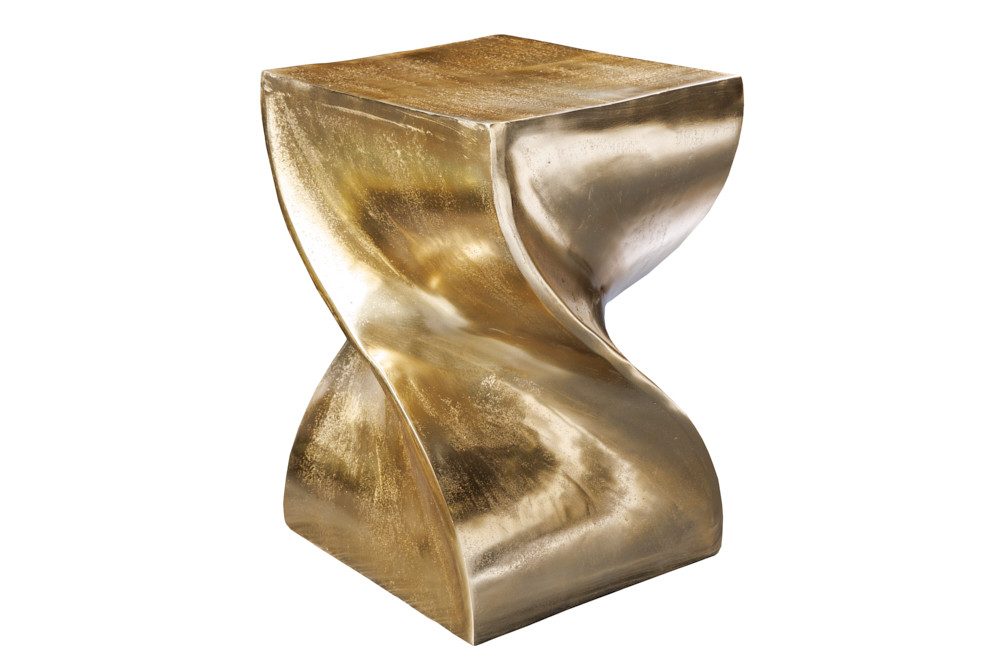 riess-ambiente Beistelltisch TWIST 45cm gold · handmade Nachttisch aus Aluminium Sitzhocker, Hocker · Beistelltisch · Metall · Modern Design · poliert · eckig