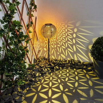 hofstein LED Solarleuchte LED Solar Lampe Garten Kugel Leuchte silber/Kupfer Lichteffekt