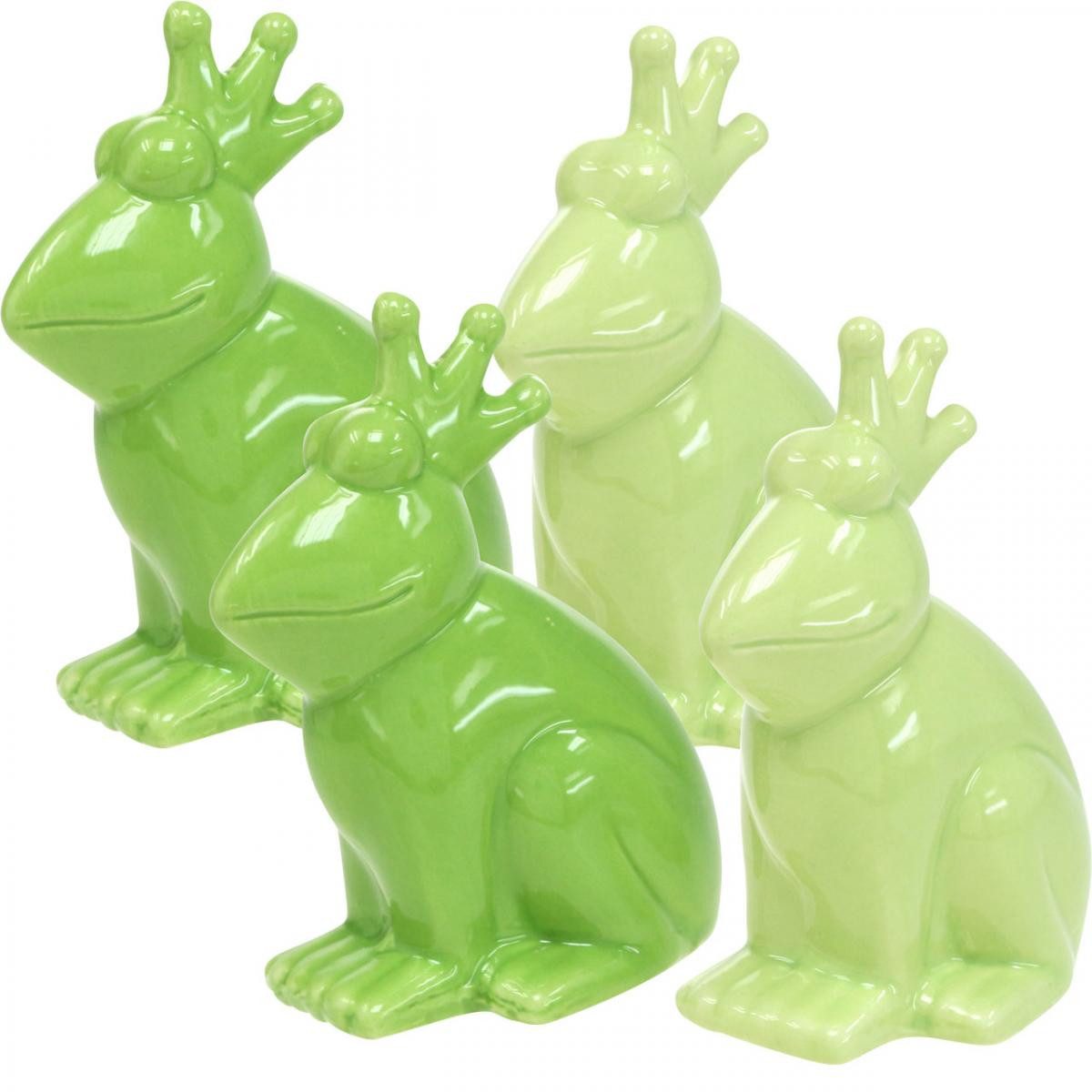Dekofigur Keramik Frosch Dekofigur Froschkönig 4er Set Garten Ornamente