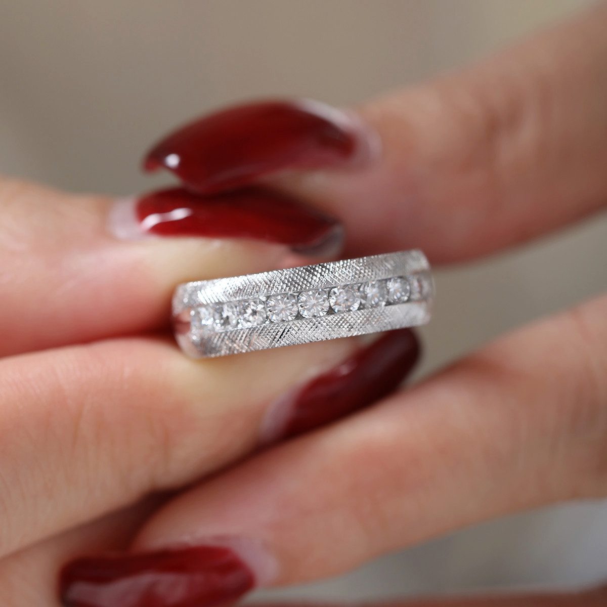 Jumpeak Diamantring D/E VVS/VS, Herren-Diamantring,14K Weißgold-Diamantring,Trauring, Diamond,Verlobungsring,Geschenk für Ehemann,Kommunion Geschenk Junge