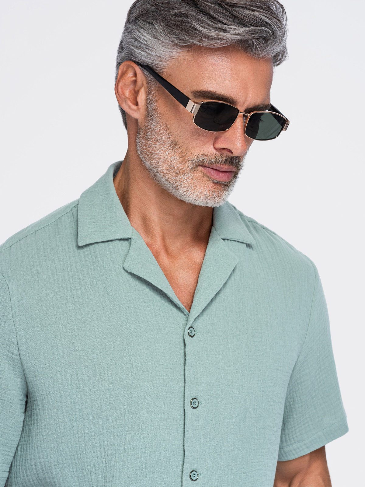 OMBRE T-Shirt Herren T-Shirt mit Rundhalsausschnitt Casual Sage green M (kein Set, 1-tlg) aus Baumwolle