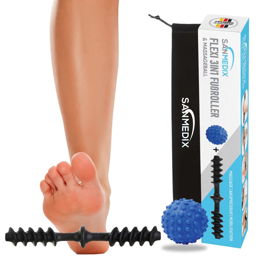 Sanmedix Faszienrolle Fußmassageroller & Massageball - Mobilisation, Fuß Trigger & Massage, Lindert & Entspannt bei Plantarfasziitis, Fersensporn & Hallux Valgus