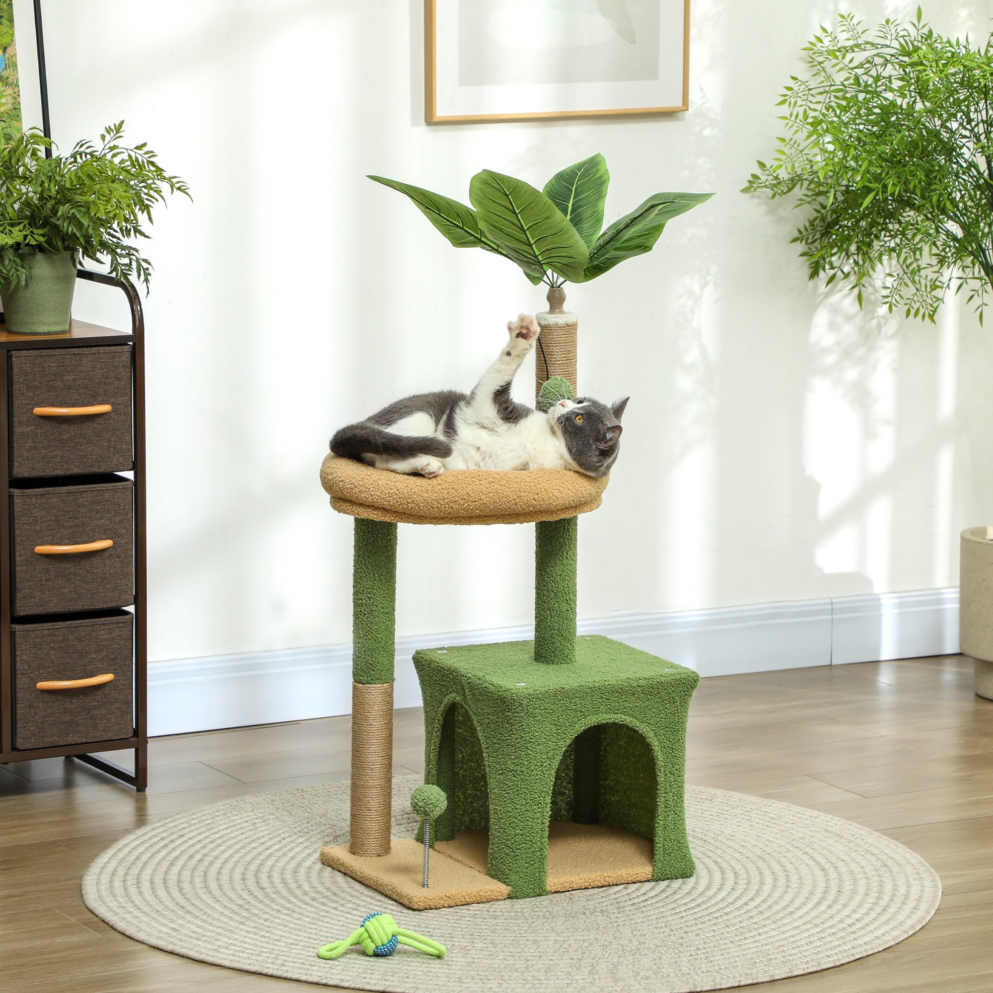 PawHut Kratzbaum Katzenbaum mit Höhle, BxTxH: 44x30x98 cm