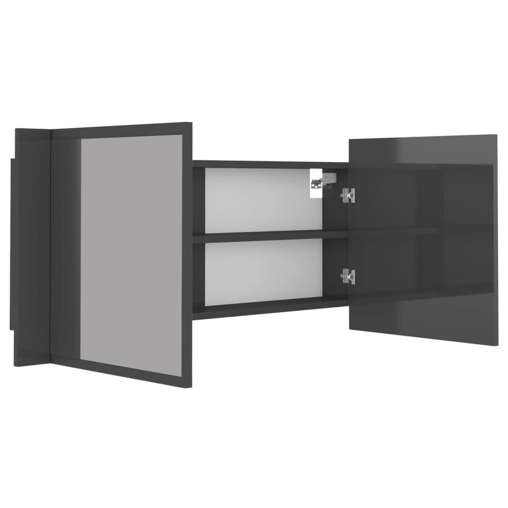 Acryl cm vidaXL Badezimmerspiegelschrank (1-St) Hochglanz-Grau 100x12x45 LED-Bad-Spiegelschrank