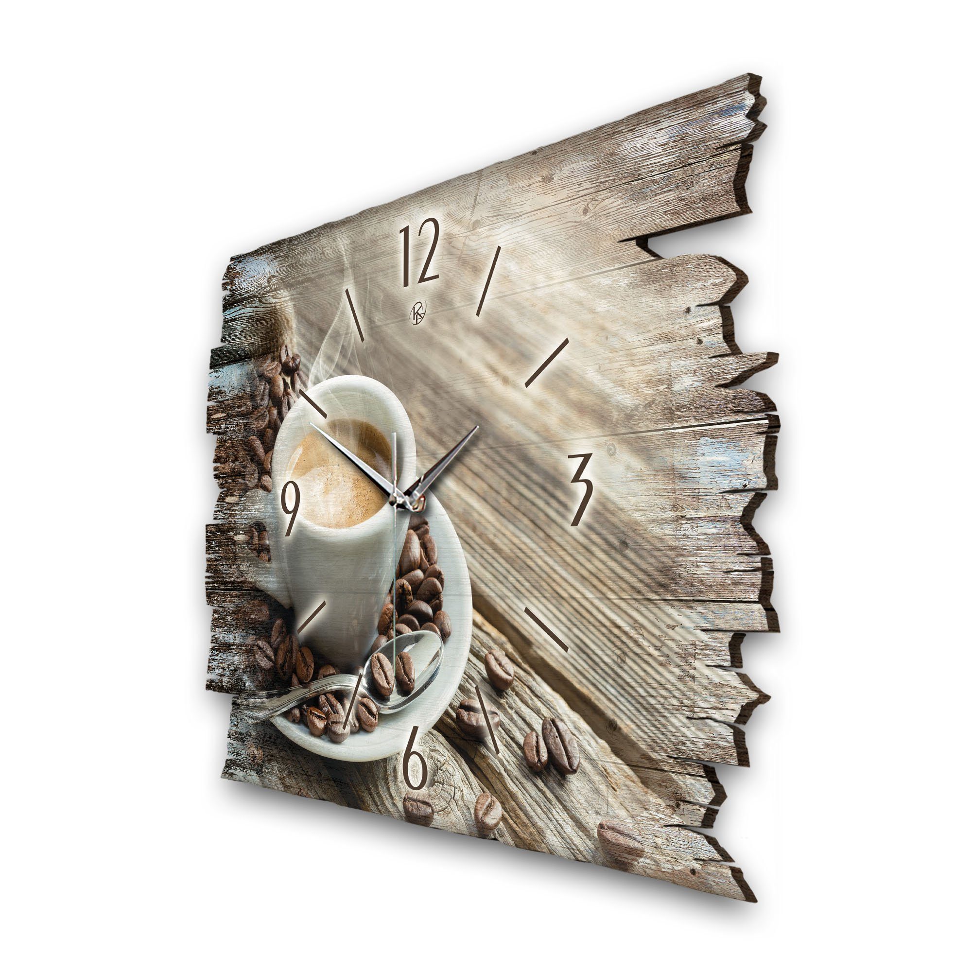 Kreative Feder Wanduhr Design-Wanduhr „Kaffee“ aus Holz im Shabby Style Des günstig online kaufen