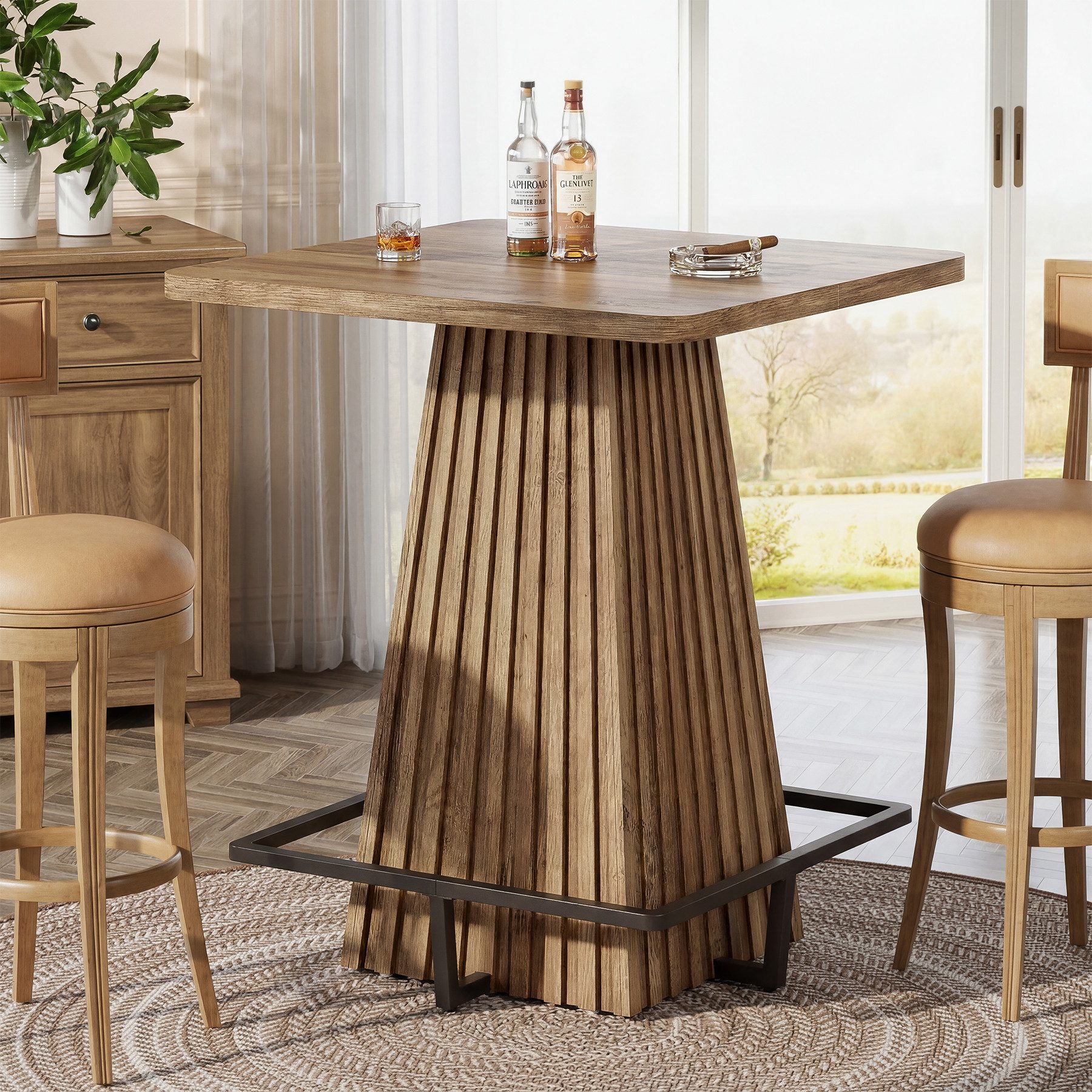 Tribesigns Bartisch 95 cm Stehtisch, Bistrotisch mit Fußstütze, Küchentisch, Hochtisch