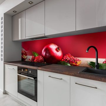 wandmotiv24 Küchenrückwand Granatapfel Rot Obst, (1-tlg), Premium Hartschaum Nischenrückwand in versch. Größen