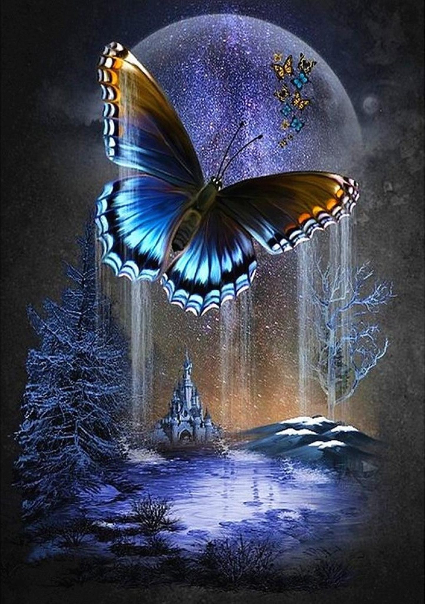 LaCute Malen nach Zahlen XL 5d Diamond Painting Schmetterling Malen nach Zahlen 50x65cm (Komplettset für 5D Diamond Painting inklusive Leinwand, Diamanten und Werkzeugen, Diamond Painting Set mit Zubehör für DIY-Kreativität und Entspannung), 50x65cm 5D Diamond Painting mit präziser Klebeschicht & Zubehör